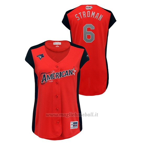 Maglia Baseball Donna Toronto Blue Jays 2019 All Star Game Workout American League Marcus Stroman Rosso